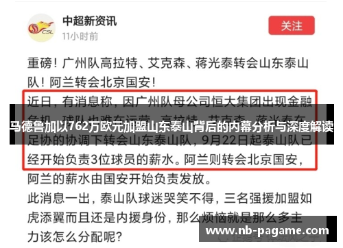 马德鲁加以762万欧元加盟山东泰山背后的内幕分析与深度解读